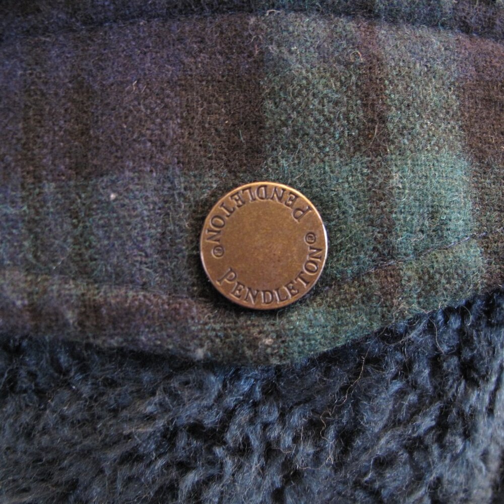PENDLETON - Fuzzy Wool Blend Teal Sherpa Jacket - Picture 4 of 10